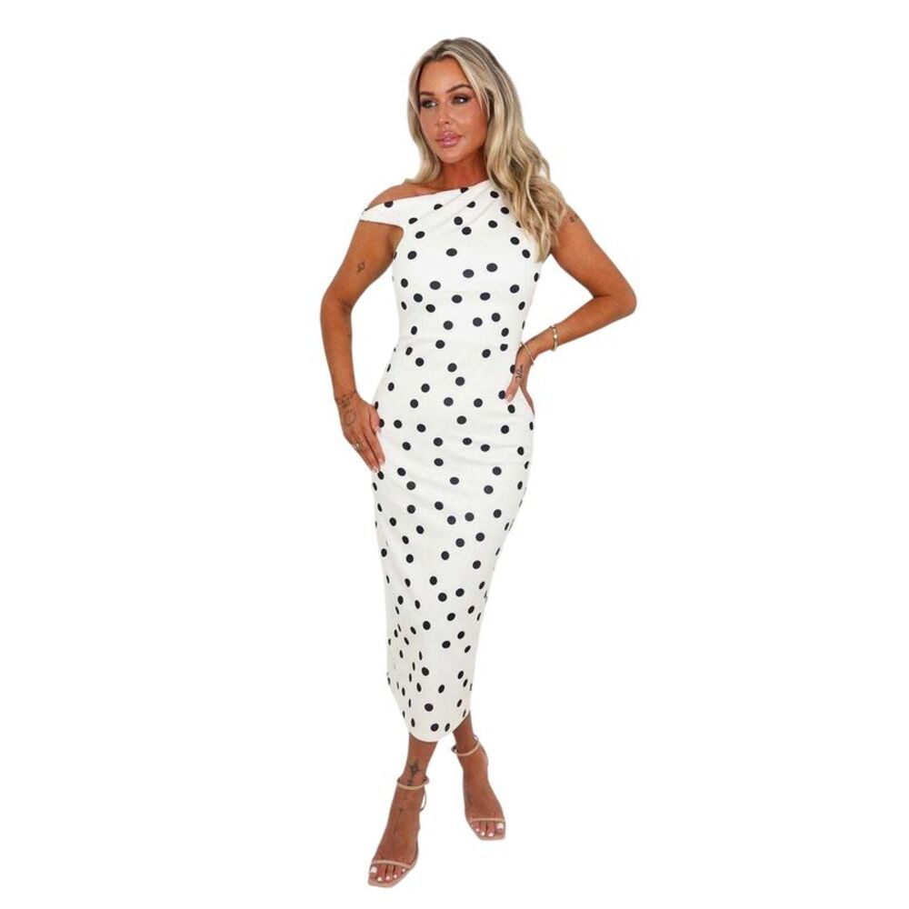 AX Paris Womens/Ladies Polka Dot Polyester Midi Dress / Cream/Black